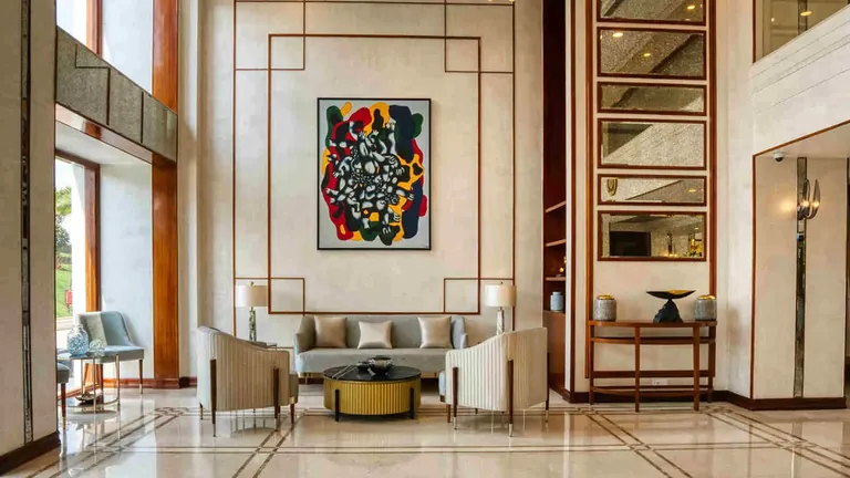 Central Park The Room reception seating with artwork