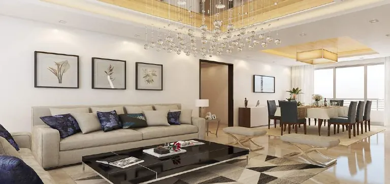 Chintels Serenity sample apartment living and dining room, artist's impression