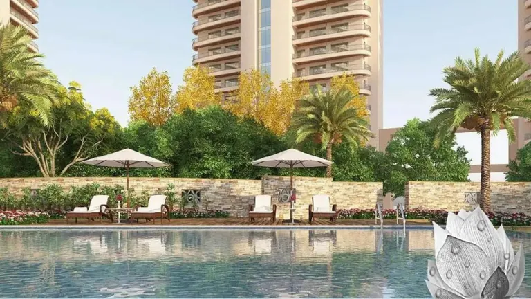 Chintels Serenity swimming pool with sun loungers and garden, artist's impression