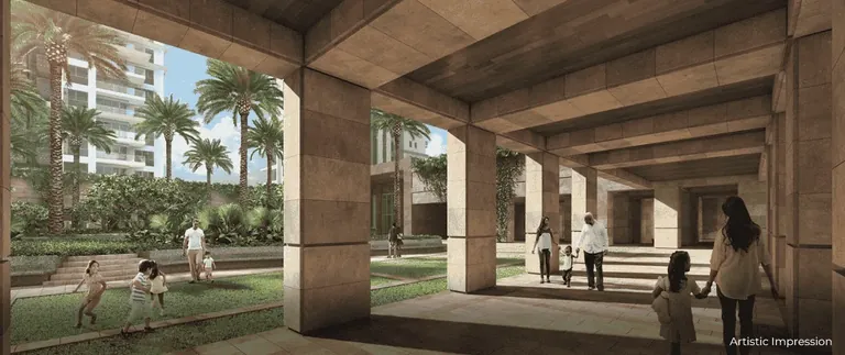 Conscient Hines Elevate colonnade and lawn, artist's impression