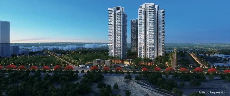 Conscient Hines Elevate towers at dusk, aerial artist's impression