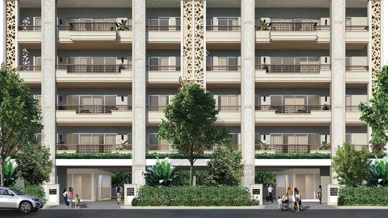 DLF Alameda independent floors building with landscaped frontage, artist's impression