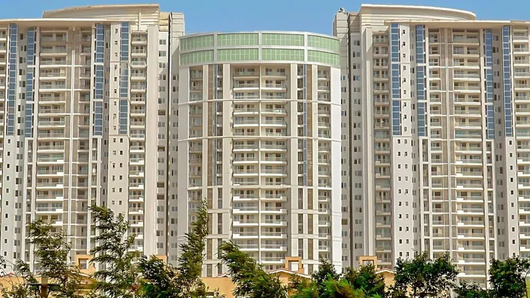 DLF The Belaire towers seen from the garden
