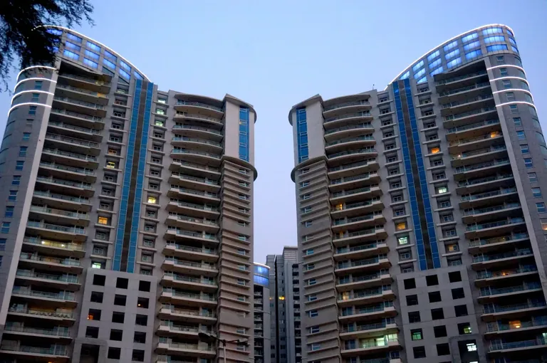 DLF The Belaire towers at dusk