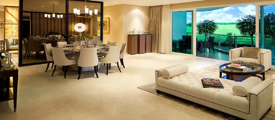 DLF The Crest sample apartment living and dining room