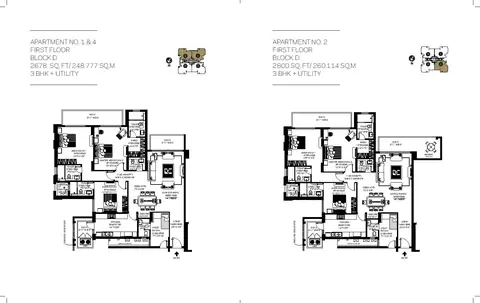DLF The Crest 3 BHK floor plan, 2678 sq ft super area