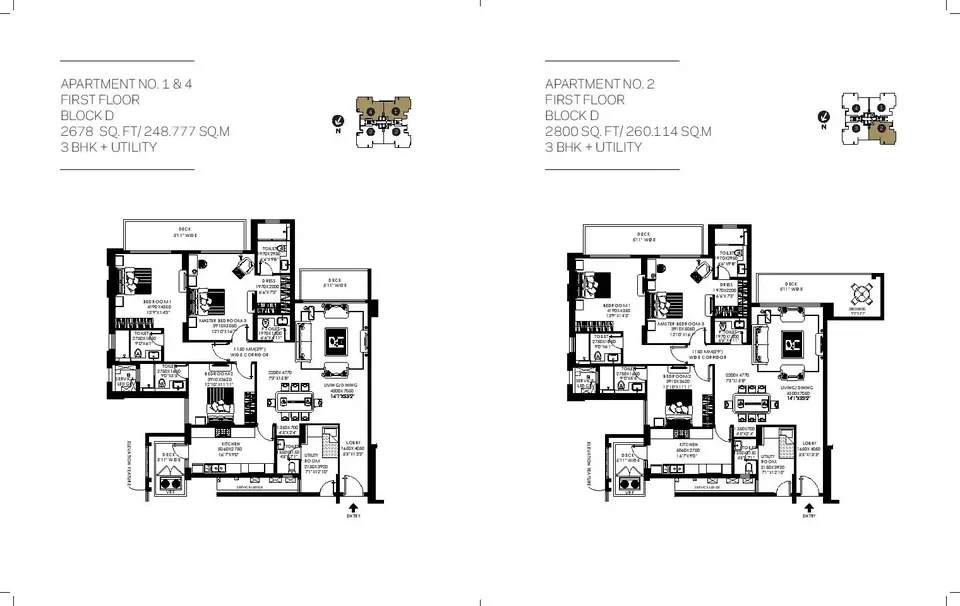 DLF The Crest 3 BHK floor plan, 2678 sq ft super area