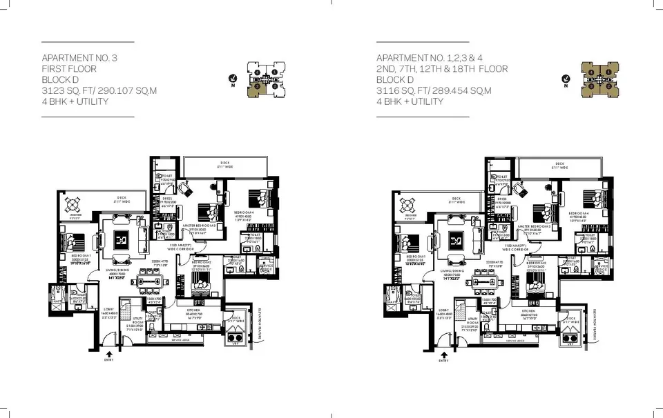 DLF The Crest 4 BHK floor plan, 3116 sq ft super area