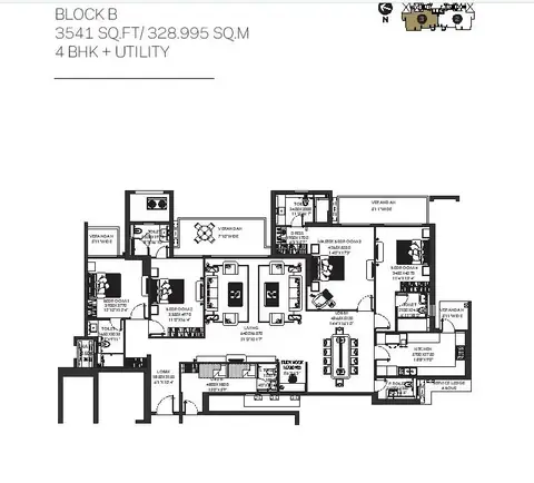 DLF The Crest 4 BHK floor plan, 6541 sq ft super area