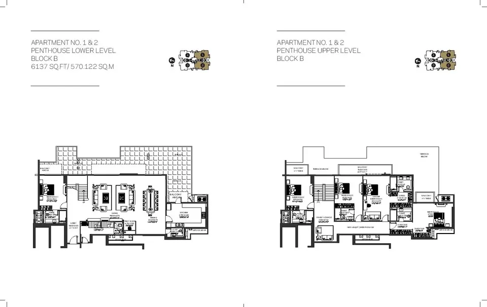 DLF The Crest 5 BHK penthouse floor plan, 6137 sq ft super area