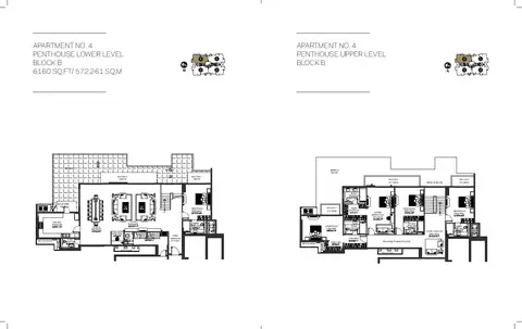DLF The Crest 5 BHK penthouse floor plan, 6160 sq ft super area