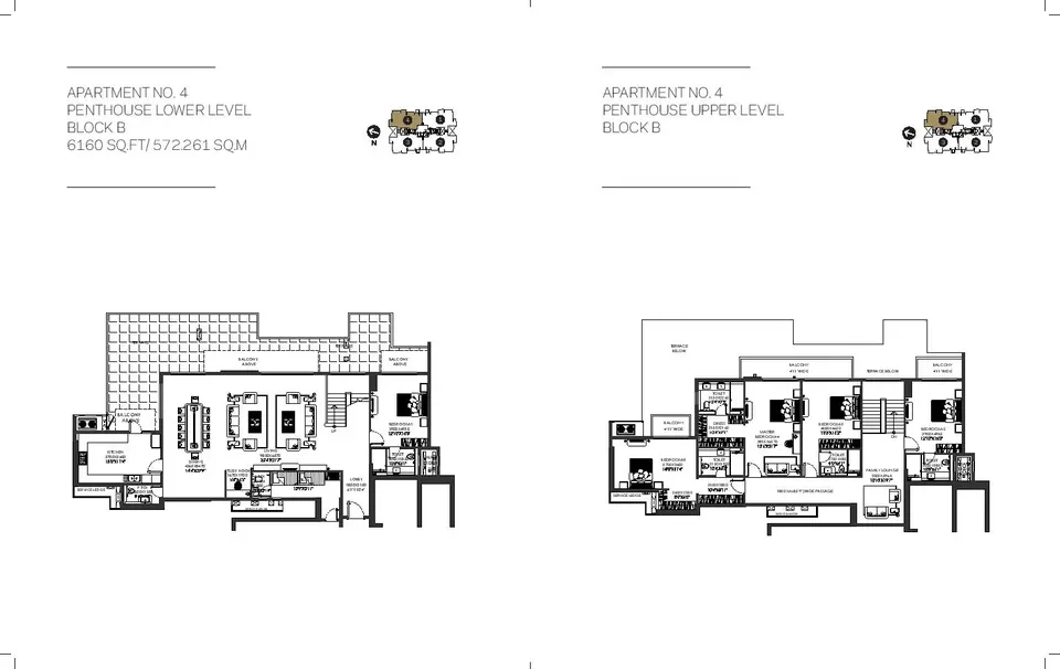 DLF The Crest 5 BHK penthouse floor plan, 6160 sq ft super area