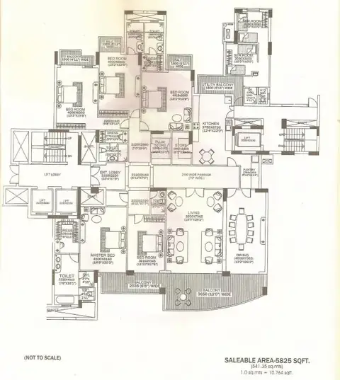 DLF The Magnolias 5 BHK floor plan, 5825 sq ft super area