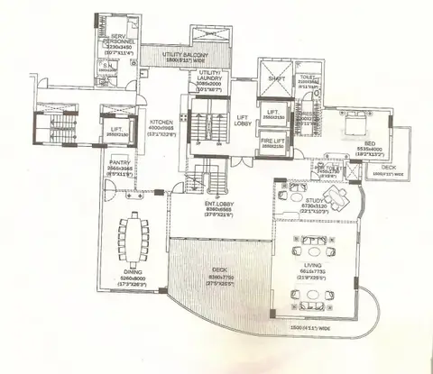 DLF The Magnolias 5 BHK duplex penthouse upper level, 9175 sq ft