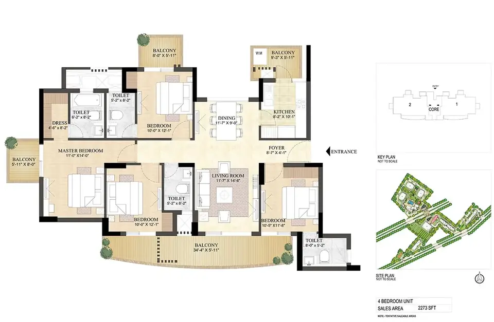 DLF The Primus 4 BHK floor plan, 2,273 sq ft