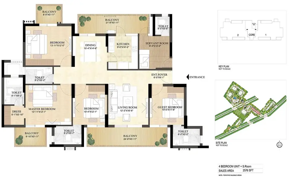 DLF The Primus 4 BHK floor plan, 2,576 sq ft