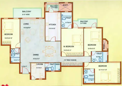 DLF Westend Heights 4 BHK floor plan, 2,610 sq ft