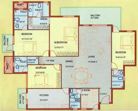 DLF Westend Heights 4 BHK floor plan, 2,810 sq ft