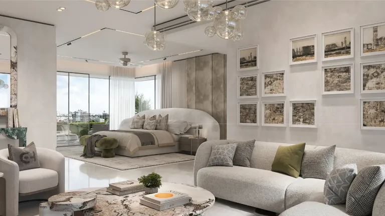 Elan The Emperor master suite with sitting area, artist's impression