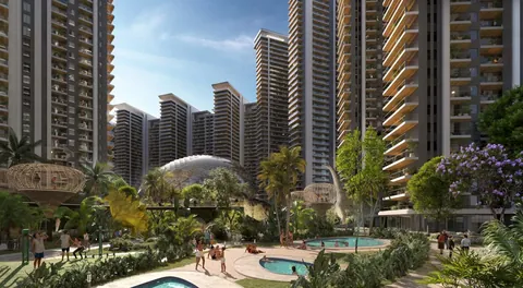 Elan The Presidential central landscape with glass dome and play areas, artist's impression