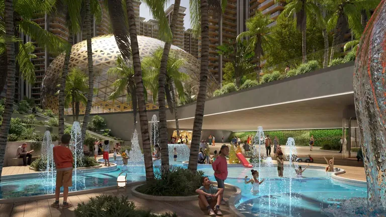 Elan The Presidential children's water play area with fountains, artist's impression