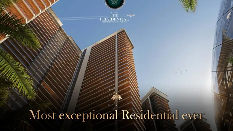 Elan The Presidential residential towers with wooden louvre balconies