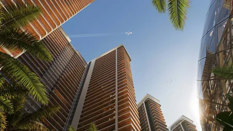 Elan The Presidential residential towers with wooden louvre balconies, artist's impression