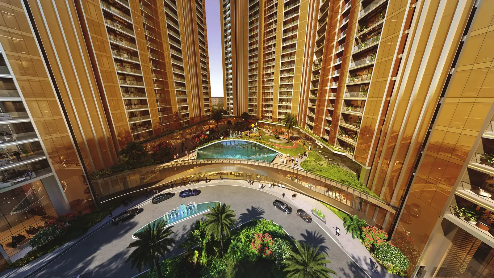 Elan The Statement central green spine and landscaped gardens