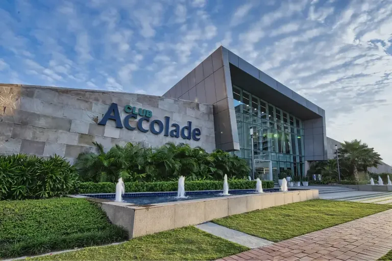 Eldeco Accolade Club Accolade name wall with fountains