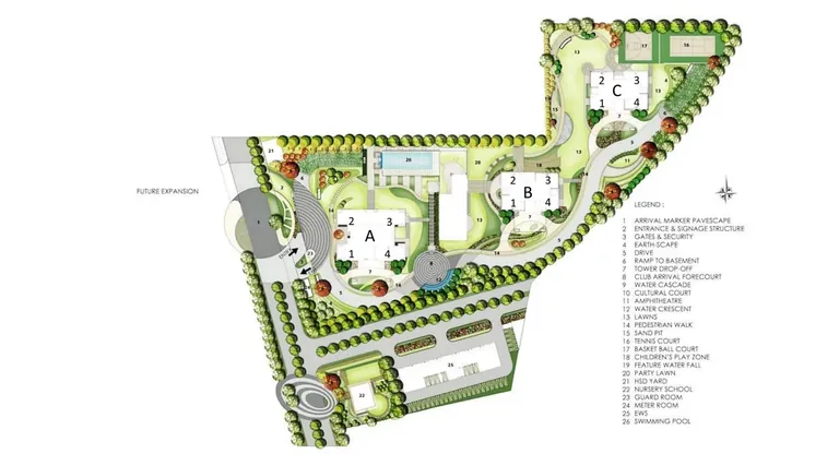 Emaar Digihomes master plan with the three towers and club