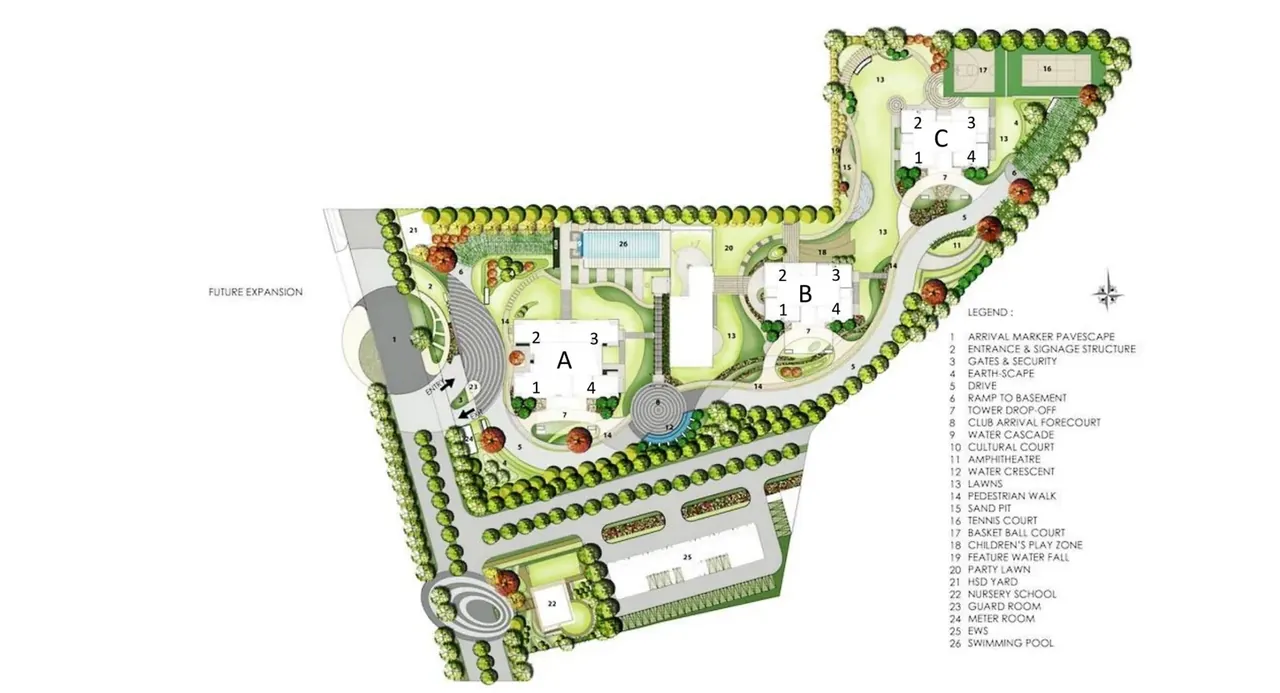 Emaar Digihomes master plan with the three towers and club