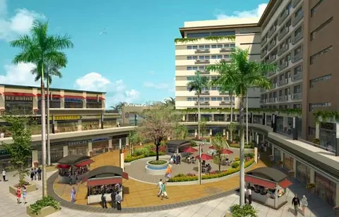 Emaar Emerald Hills commercial plaza with shops around an open courtyard, artist's impression