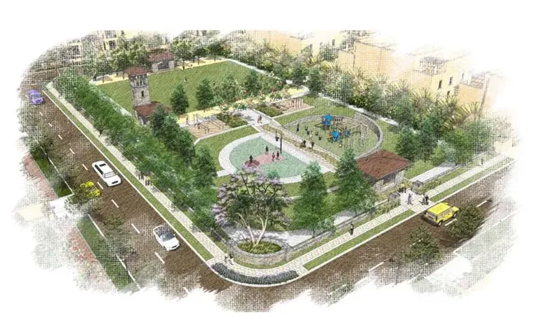 Emaar Emerald Hills neighbourhood park with play area and walking track, artist's impression