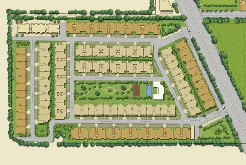 Emaar MGF Emerald Floors Premier site plan showing the low-rise blocks around a central green