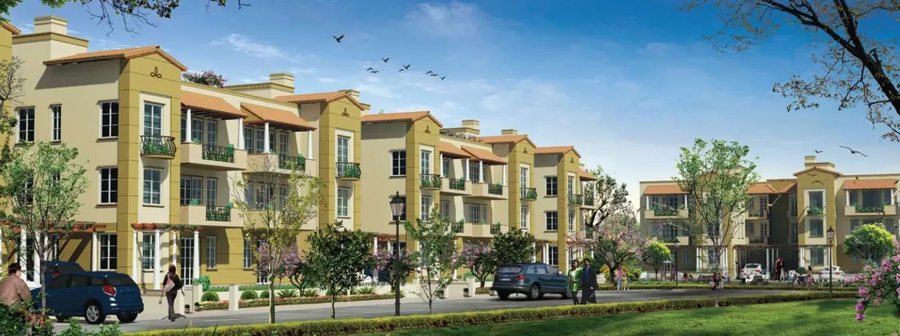 Emaar MGF Emerald Floors three-storey builder floors along an internal road, artist's impression
