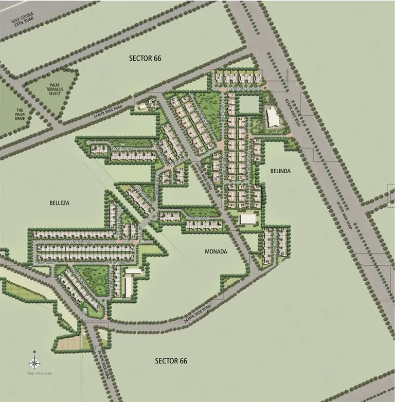 Emaar MGF Marbella Villas master plan showing the villa plots within Sector 66 Gurgaon