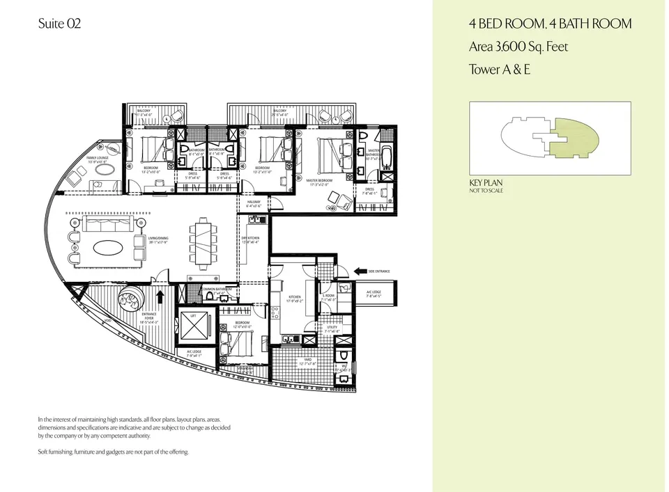 Emaar MGF The Palm Drive Sky Terraces 4 BHK floor plan, 3,600 sq ft