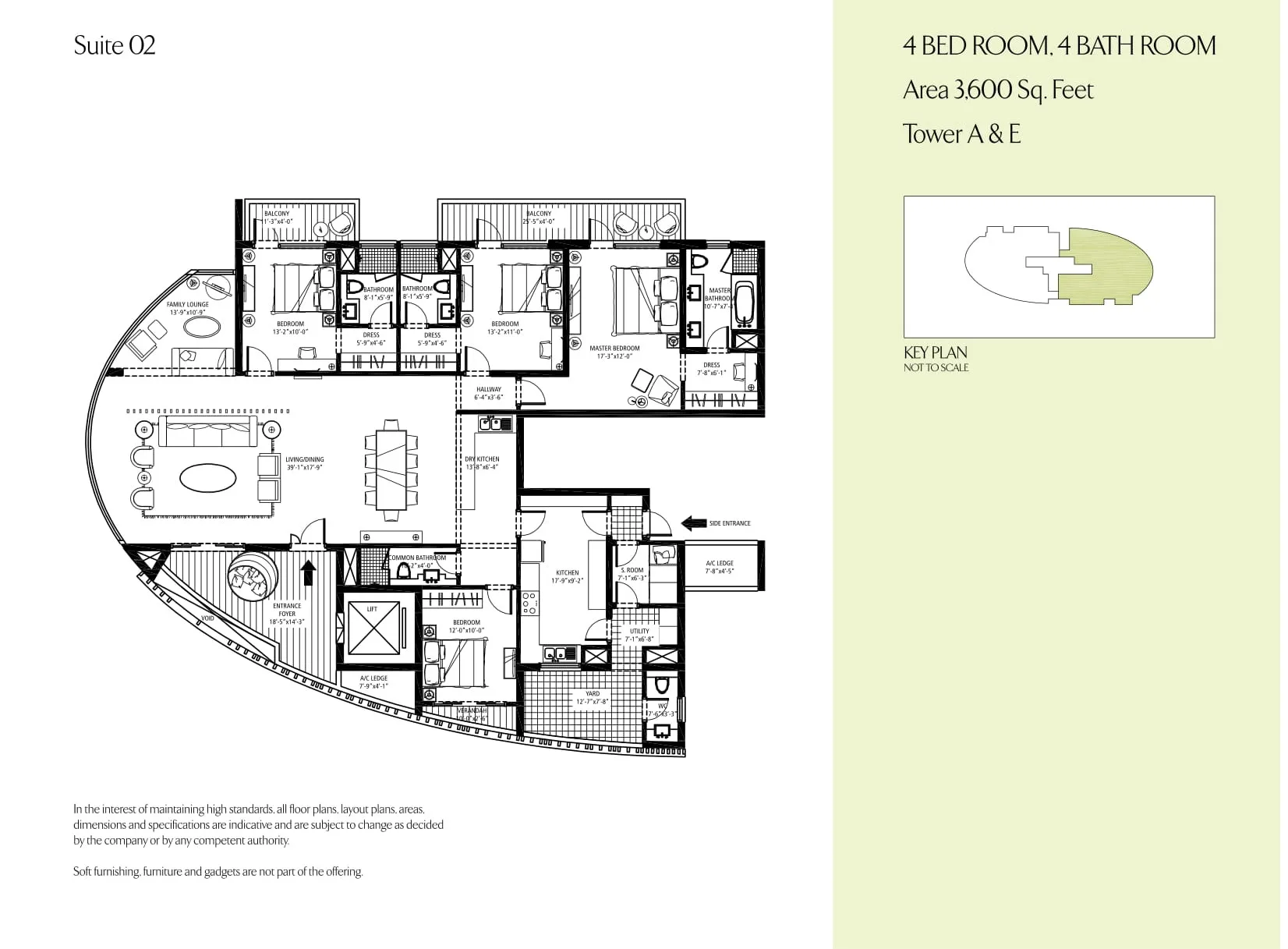 Emaar MGF The Palm Drive Sky Terraces 4 BHK floor plan, 3,600 sq ft