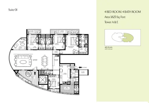 Emaar MGF The Palm Drive Sky Terraces 4 BHK floor plan, 3,625 sq ft