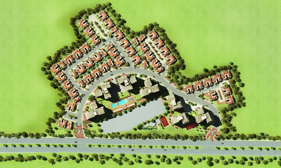 Emaar The Palm Springs master plan with towers, villas and Golf Course Road