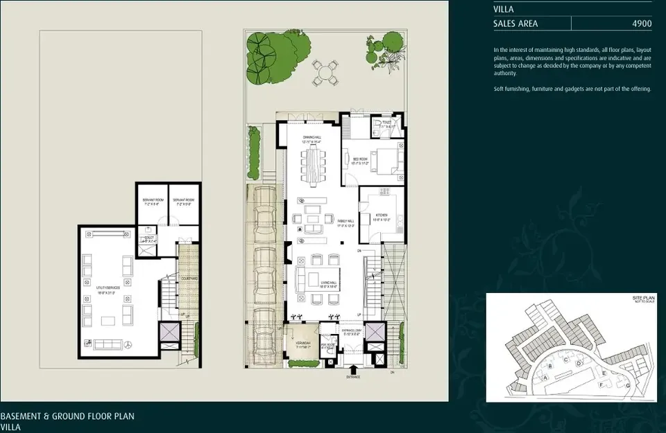 Emaar The Palm Springs 5 BHK villa plan, 4,900 sq ft
