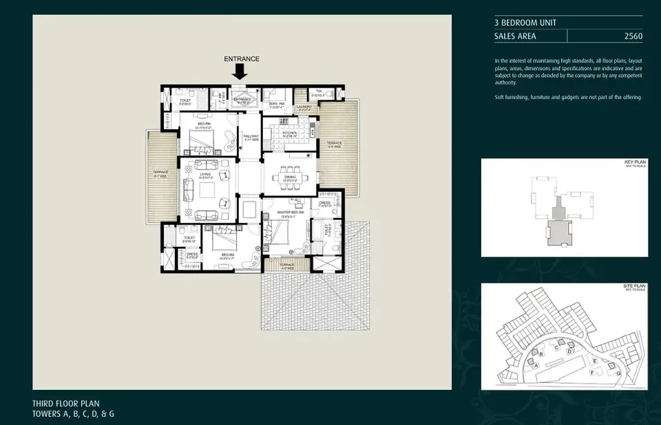 Emaar The Palm Springs apartment floor plan, 2,560 sq ft