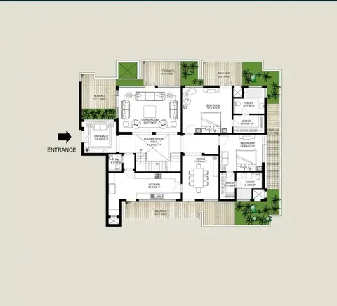 Emaar The Palm Springs duplex penthouse lower level plan, 5,250 sq ft