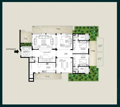 Emaar The Palm Springs duplex penthouse lower level plan, 5,975 sq ft