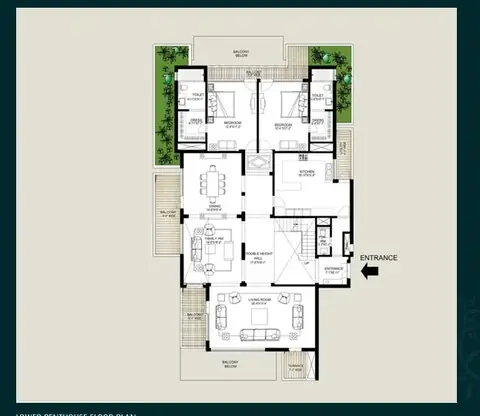 Emaar The Palm Springs duplex penthouse lower level plan, 6,150 sq ft