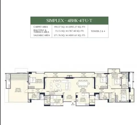Emaar Urban Oasis 4 BHK floor plan, 4,001 sq ft