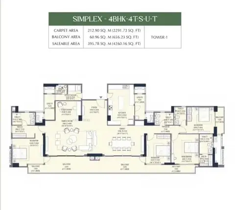 Emaar Urban Oasis 4 BHK floor plan, 4,260 sq ft