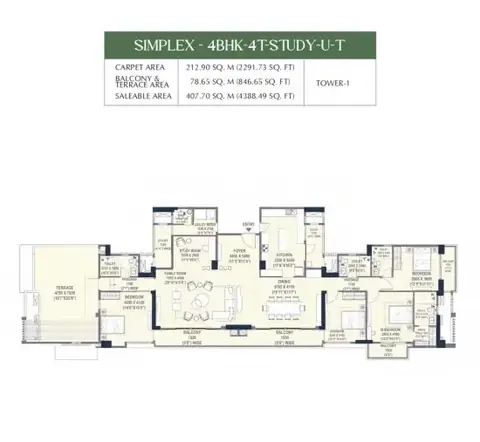 Emaar Urban Oasis 4 BHK floor plan, 4,388 sq ft