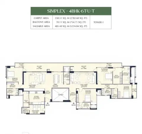 Emaar Urban Oasis 4 BHK floor plan, 5,224 sq ft