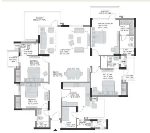 Experion The Heartsong 4 BHK + servant floor plan, 2,779 sq ft super area